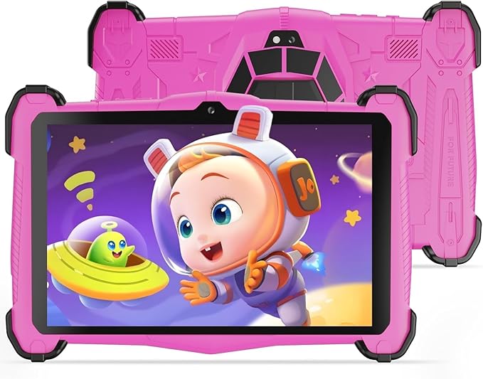 Kids 7 Inch Tablet-Android 14 Tablet for Ages(3-12),Octa-Core,10G RAM+64GB ROM,WiFi6, Bluetooth 5.0,Parental Controls,Google Play,Gift for Kids,Kid-Proof with Shockproof Case-Pink