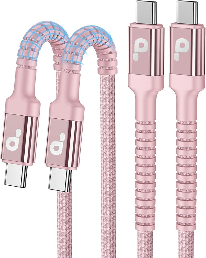 USBC Cable 10FT, 2Pack Long USBC Fast Charging Cable, Nylon Braided USB C to USB C iPhone Charger Cord Compatible with iPhone 17/16/15/Pro Max/Plus/Samsung Galaxy S23/LG and More-Pink