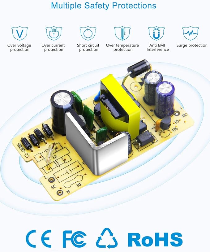 ALITOVE 24V Power Supply 2.7A 65W AC to DC Adaper 24 Volt Transformer Converter 4.92Ft Power Cord with 5.5X 2.5mm Tip for DC24V 0~2700mA Devices LED Lights Printer SoundBar LCD Monitor Pump