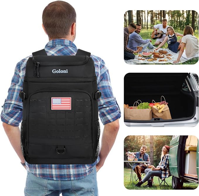 Cooler Backpack, 30 Can Backpack Cooler 4-Sided Cold Retention Technology, Lightweight & Hands-Free for Beach, Camping