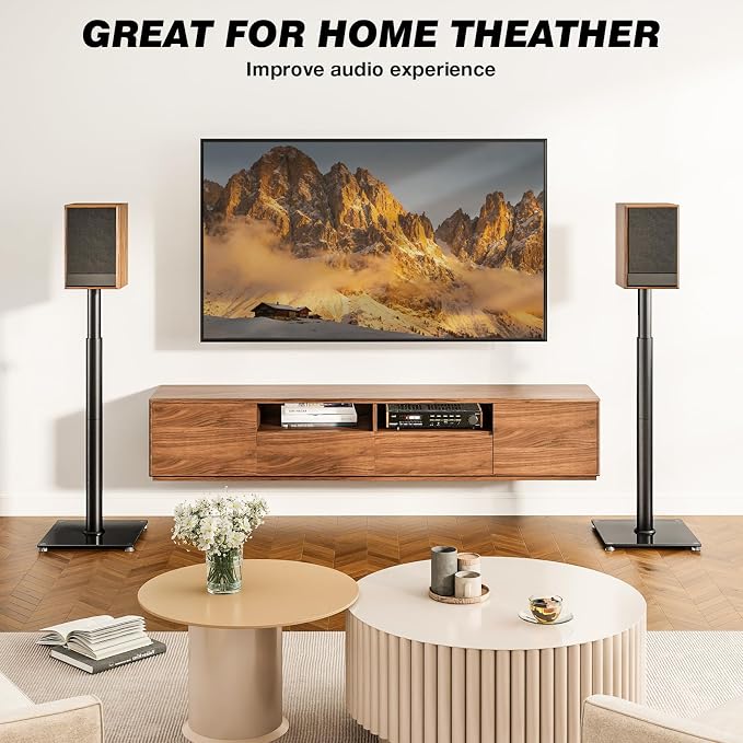 5Rcom Universal Speaker Stands with 360° Swivel, Height Adjustable Bookshelf Speakers Stand from 32" to 43", Speaker Stands Pair to 11 lbs Per Stand for Satellite and Studio