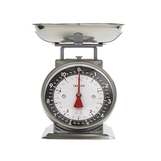 Taylor Mechanical Kitchen Food Scale with Bowl, Weighs Up to 11lbs, Measures in Grams and Ounces, Analog Cooking Scale for Baking, Black and Silver (Pack of 2)
