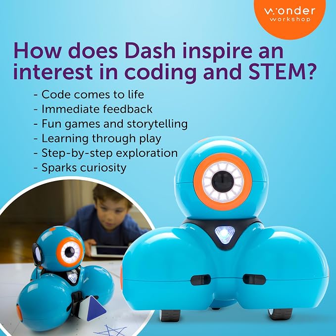 Wonder Workshop Dash Robot - Coding Robots for Kids 6+ - Voice Activated STEM Robot Toys - Interactive, Educational & Programmable