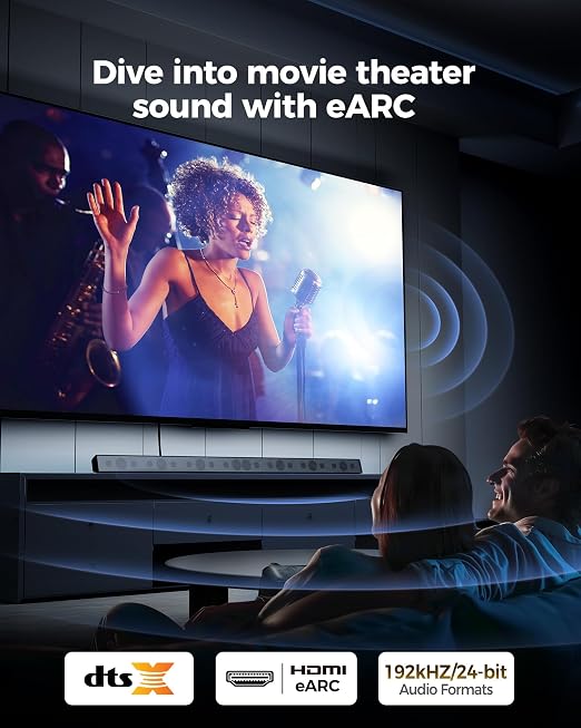 Silkland HDMI eARC/ARC Cable 3.3FT, 8K Certified Ultra High Speed HDMI 2.1 [8K@60Hz, 4K@120Hz] Dolby Atmos Vision, 48Gbps, HDR10, HDCP Compatible for Samsung/Bose/Vizio/SoundBar
