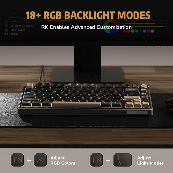 RK ROYAL KLUDGE R75 Wired Mechanical Keyboard with Volume Knob, 75% Mechanical Gaming Keyboard Gasket Mount, Hot Swappable Silver Switch, MDA Profile PBT Keycaps, Creamy Keyboards, Black