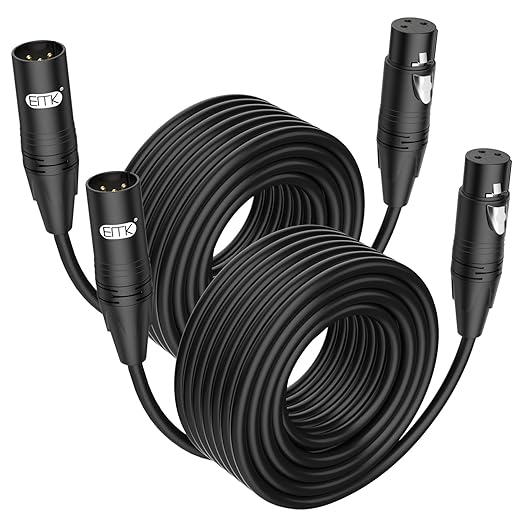 EMK XLR Cable 30ft/10M (2 PCS) – Balanced Male to Female Microphone Cord, 3-Pin Professional Audio Cable – Oxygen-Free Copper (OFC) for Studio, Mixer, Amplifier