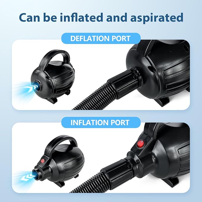 iLink-outer Electric Air Pump for Inflatables-600W-110-120V AC High Power Quick Inflation and Inhalation-Portable air Pump 4 nozzles-Suitable for Pool Toys,Gymnastics Mat,Dog Floating Ramp,Gymnastics
