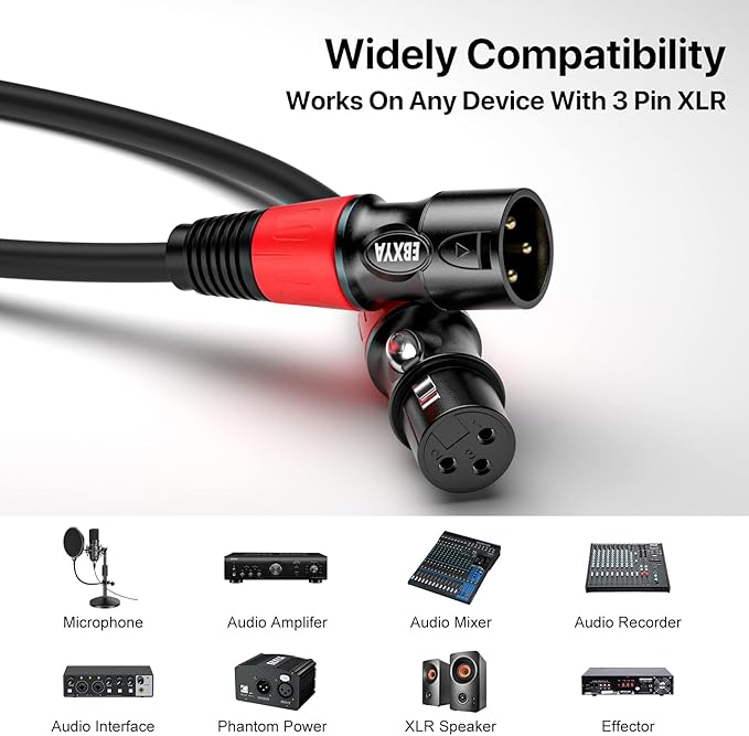 EBXYA XLR Cables 35 ft 4 Pack - Premium Balanced Microphone Cable with 3-Pin XLR Male to Female Cable