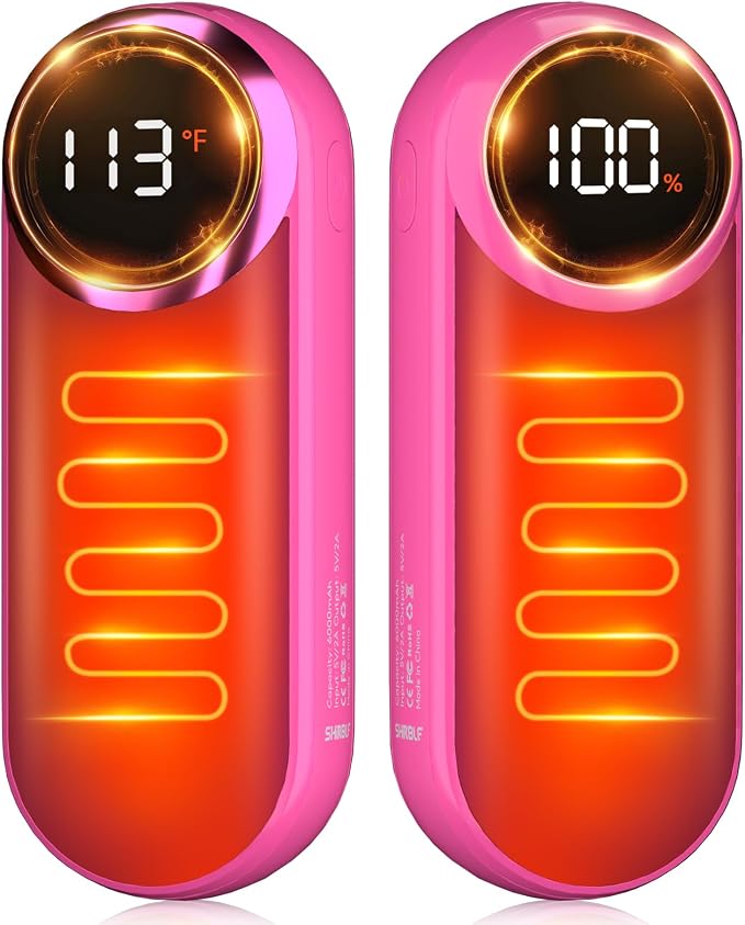 Rechargeable Hand Warmers 2 Pack - Magnetic AI Electric Hot Hands with LED Light, 3 Heat Settings Double Sided, 15H Battery Life, Portable Electric Heater for Outdoor，Hunting Camping ， Christmas Gifts