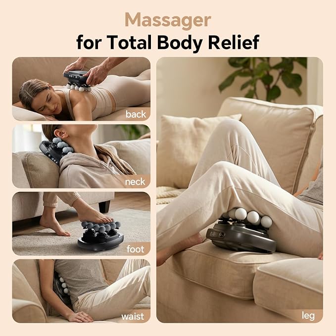Beown 16 Head Massage Gun Deep Tissue, Fathers Day Dad Gifts, Back Muscle Massager with 3 Modes & 30 Intensity Levels for Legs, Waist, Back, Neck, Portable Percussion Massage Gun for Pain Relief,