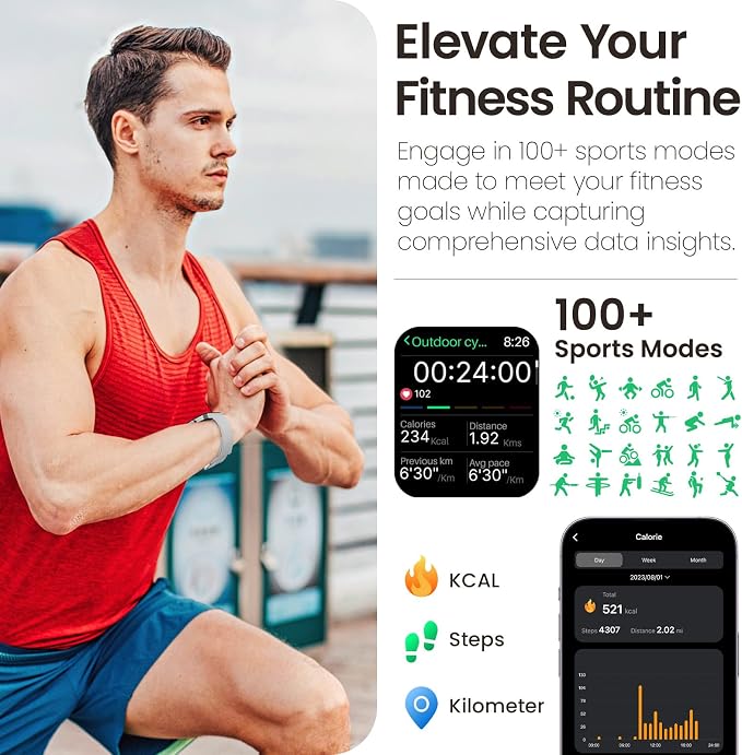 TOZO AMOLED S4 AcuFit One Smart Watch 1.78" Ultra-Clear Screen for Men Women, Call/Answer Fitness Tracker, Sleep Monitor IP68 Waterproof for iOS 11.0+ Android 9.0+ Silver