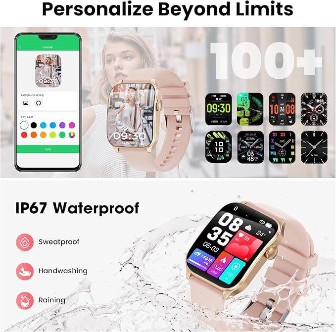 Smart Watches for Men Women, 1.91" HD Curve Screen Smartwatch (Answer/Make Call), Activity Fitness Tracker with Heart Rate Sleep Monitor Pedometer, 100+ Sport Modes, Smart Watch for Android iPhone