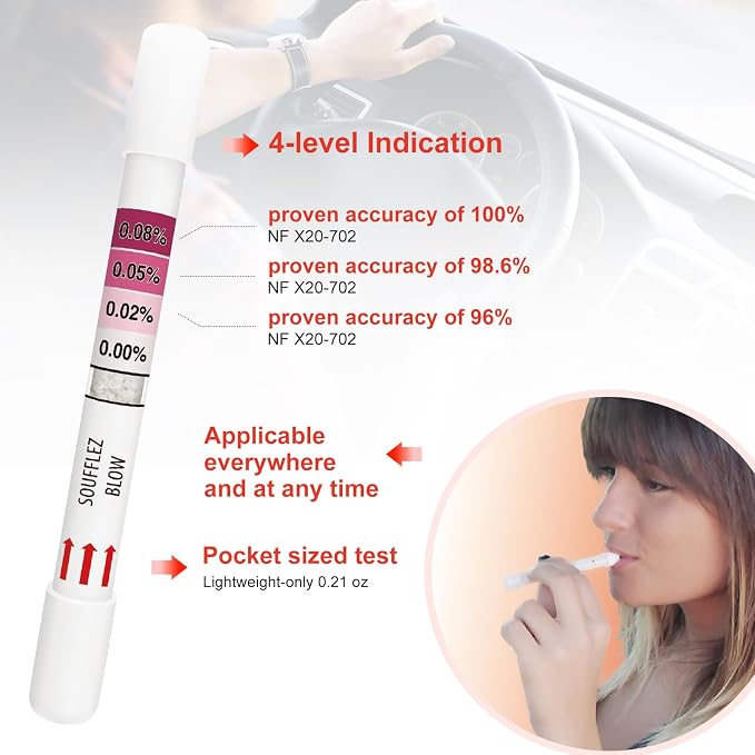 AssuTest 2-Pack Disposable Breathalyzer for Alcohol, Single Use Alcohol Breath Tester, Pocket-Sized Portable Alcohol Test Kit for Drivers, Social Parties and Personal Sobriety Monitoring | Pocket-sized, single-use breathalyzer. Snap, blow, view! Instan...