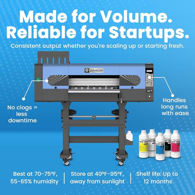 DTF Ink Cyan 33.8 fl oz (1000ml) | High Opacity Clog-Free Formula | Compatible with ET8550 L1800 XP600 I3200 4720 XP15000 & All Printheads | Reliable Color Accuracy & Smooth Flow