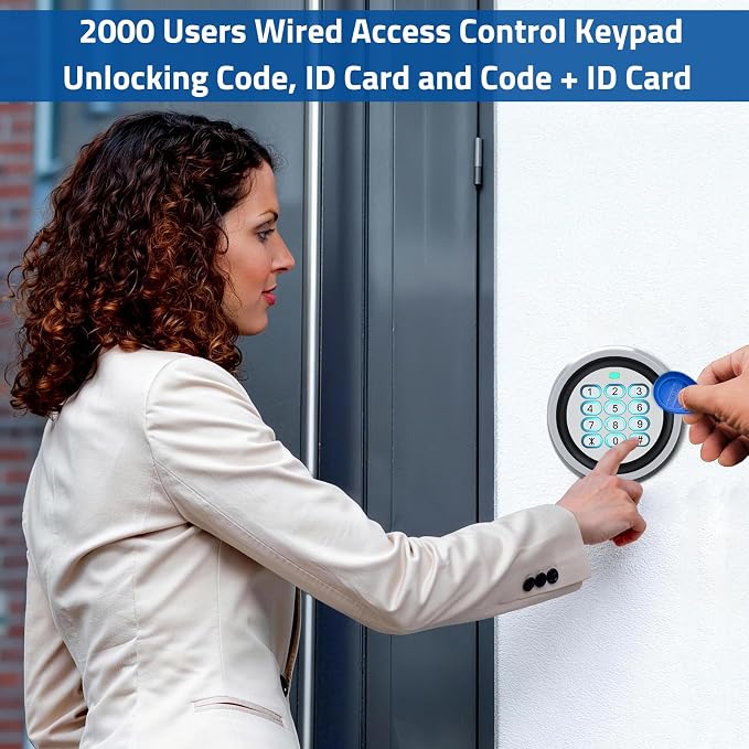 Security Wired Access Control Keypad, Metal Door Keypad, PIN Code & ID Card Key pad, Digital Code Entry Gate Keypad for Garage Door, Swing Sliding Gate Opener, Magnetic Lock and Access Control System