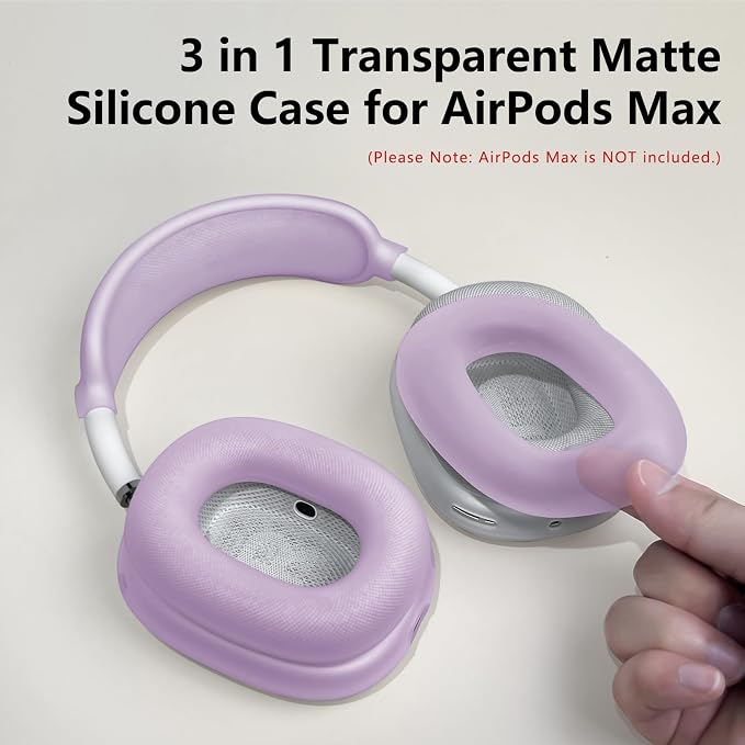 Silicone Case Cover for AirPods Max Headphones, Ear Pad Case Cover/Ear Cups Cover/Headband Cover for AirPods Max 2/1 (2026/2024/2020)(USB-C/Lightning), Accessories for Apple AirPod Max 2, Foggy Purple