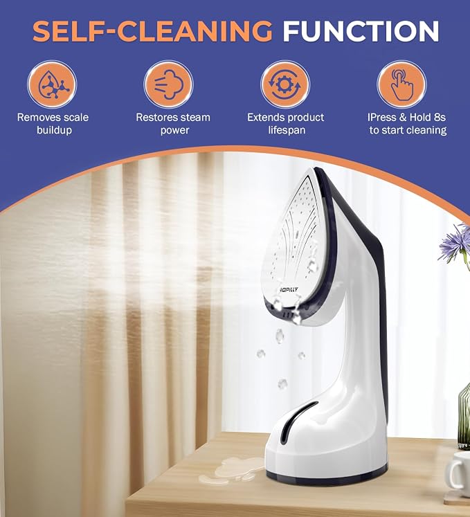Steam Iron for Clothes, 1600W 2-in-1 Iron & Steamer with Detachable Ceramic Soleplate, Converts from Steamer to Iron in Seconds, Auto-Off, Self-Cleaning, Wrinkle Remover for All Fabrics