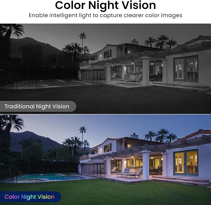 AOQEE 2K Cameras for Home Security-Outdoor/Indoor Camera for Dog/Cat/Pet/Nanny/Baby/Elderly, Color Night Vision, White Light, Siren, 24/7 SD Recordings, Works with Alexa, Plug in (C1-White-1pack-2.4G)