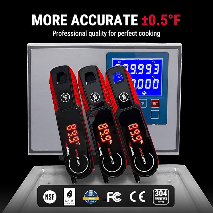 TempPro Lightning 1-Sec Instant Read Meat Thermometer, Kitchen Food Thermometer with 180° Rotating Display, IP67 Waterproof Cooking Thermometer for Deep Fry Smoker BBQ Grill (Previously ThermoPro)