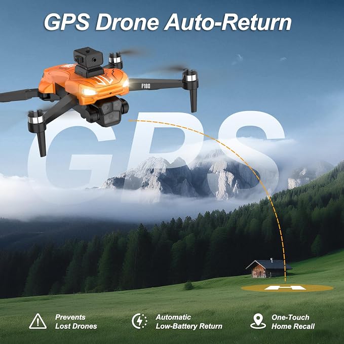 F180 Drones with 4K Camera Adults 4.5" LCD RC Screen, Follow Me Professional Drone GPS Auto Return Home, 5GHz FPV Real-Time RC Quadcopter Dron for Beginner, SD Card, Long Flight Time Under 249g | drone with camera