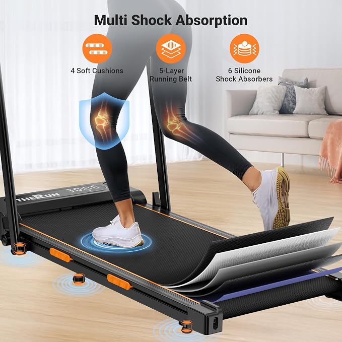 THERUN Walking Pad, 2 in 1 Foldable Treadmills for Home, 0.6-7.6 MPH, 2.5 HP Under Desk Treadmill with Handle Bar, 16" Widened Running Belt, with Remote Control & LED Touch Screen