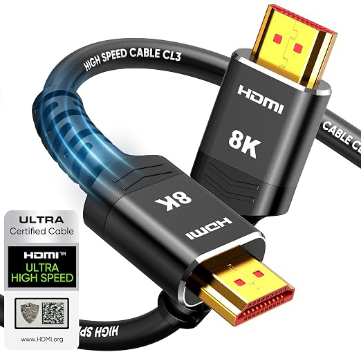 HDMI 2.1 Cable, Highwings 10K 8K 4K 240Hz 144Hz 120Hz HDMI 2.1 Cord Ultra High Speed 48Gbps, Durable, Flexible, eARC for Soundbar to TV, 0.01ms HDR10+ HDCP2.3 Roku TV PC Monitor Projector PS5 Xbox 6ft