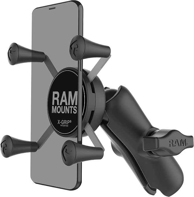 RAM MOUNTS X-Grip Small Phone Holder Mount with Medium Composite Double Socket Arm Compatible with RAM B Size 1" Ball Components RAP-HOL-UN7B-201U