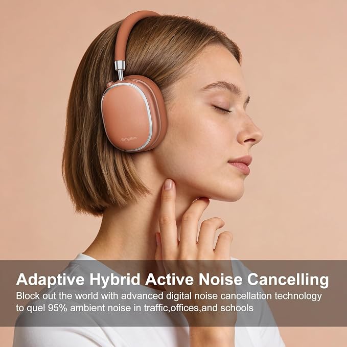 Srhythm NiceComfort 95 Adaptive Noise Cancelling Headphones Wireless | Bluetooth with Spatial Audio,Transparency,ENC,HD Sound,Low Latency for Gaming,Slim Headphones Lightweight