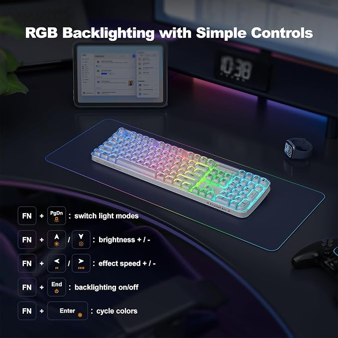 MOFII Upgraded Wireless Ergonomic Keyboard, BT/2.4Ghz Tri-Mode Ergo Keyboard with Natural Curve, RGB Backlit, Rechargeable Battery, Full-Size Keyboard for Computer/Laptop/Mac/MacBook, Pearl White