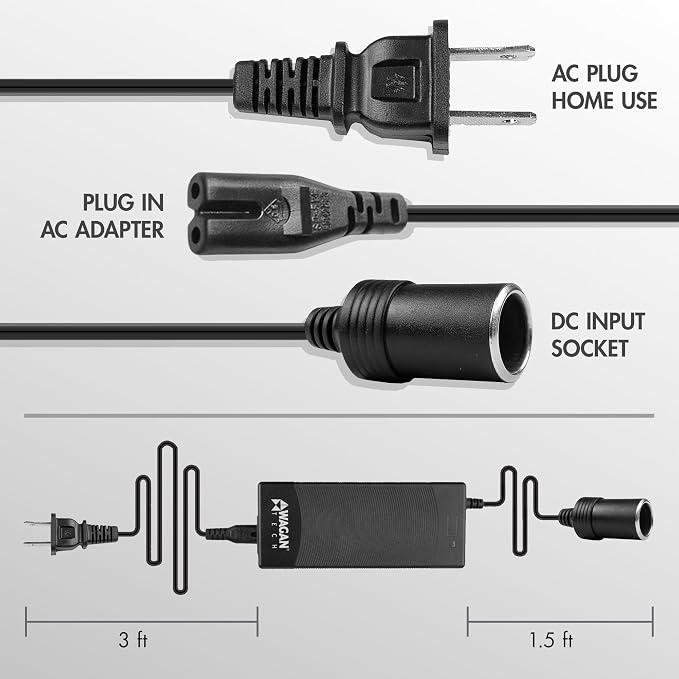 Wagan EL9904 10 Amp 110V 240V AC to DC Power Adapter 100-240V 10A to 12V Car Cigarette Lighter Socket AC/DC Power Converter
