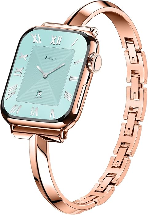 Missair Thin Band Compatible with Apple Watch 38mm 40mm 41mm 42mm 44mm 45mm 46mm 49mm for Women, Slim Bracelet Designer Dressy Stainless Steel Metal Strap for iWatch Series 11 10 9 8 7 6 5 4 SE Ultra