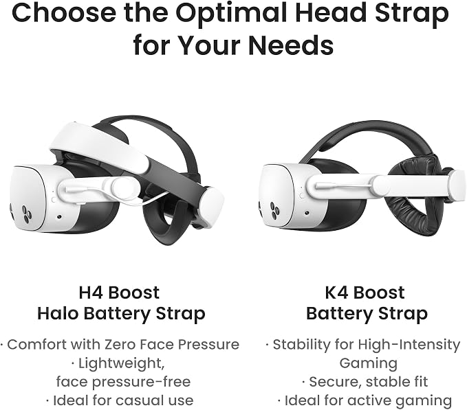 KIWI design K4 Boost Battery Head Strap for Meta Oculus Quest 3/3S, Adjustable VR Headband Accessories with Dual Charge, Extend Playtime & Reduce Facial Stress for Kids and Adults