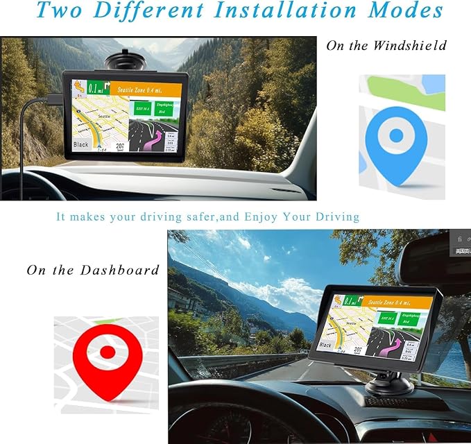 GPS Navigator for Car and Truck, 7 Inch Touchscreen, 2026 North America Maps, Voice Guidance, Speed Limit Warning, USB Connectivity