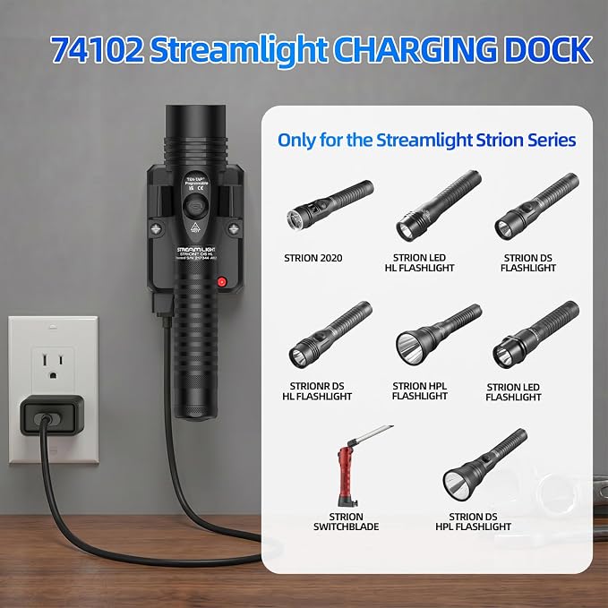 Replacement 74102 Charger Holder Compatible with Strea-mlight Strion Series, Smart Type‑C Charger Base with Fast Charging and Durable
