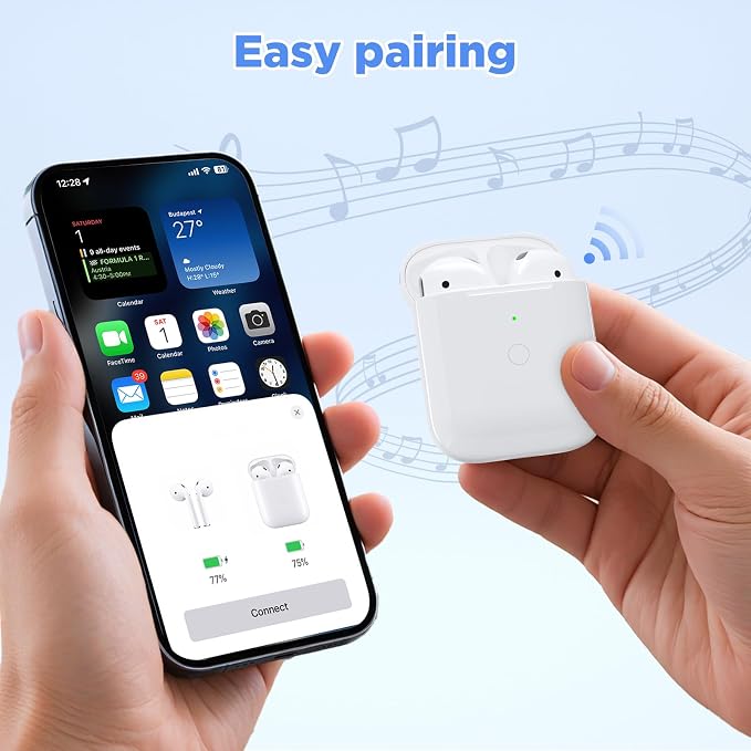Charging Case for AirPod 1st/2nd Generation, Charger Port for Airpod 2nd/1st Replacement Charger Case Built-in 450 mAh Battery Support Wireless & Wired -No Earbuds (Light-Ning Port)