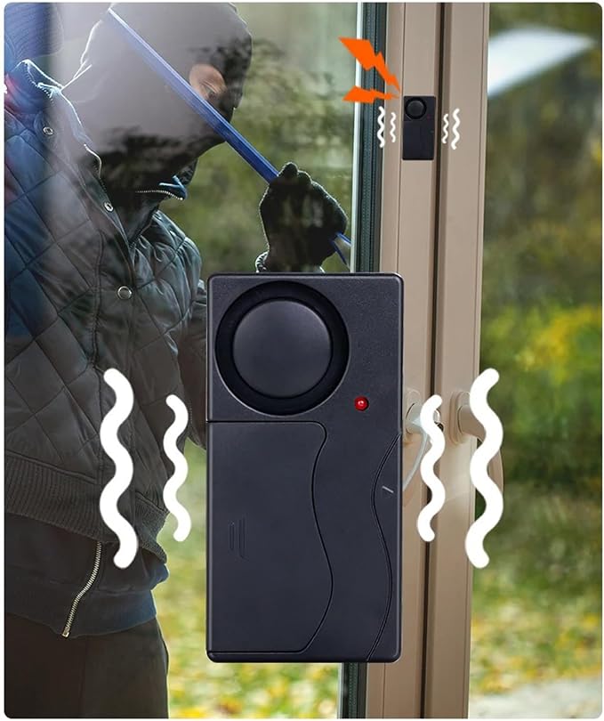 Mengshen Anti-Theft Vibration Alarm Motion Sensor Alarm 110dB Loud 3 Pack | Sensitivity Adjustable, For Door Window Bike Motorcycle Motor Home
