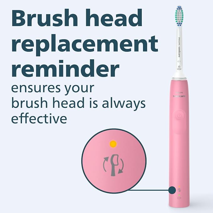 Philips Sonicare 3100 Power Toothbrush, Rechargeable Electric Toothbrush with Pressure Sensor, Deep Pink HX3681/06