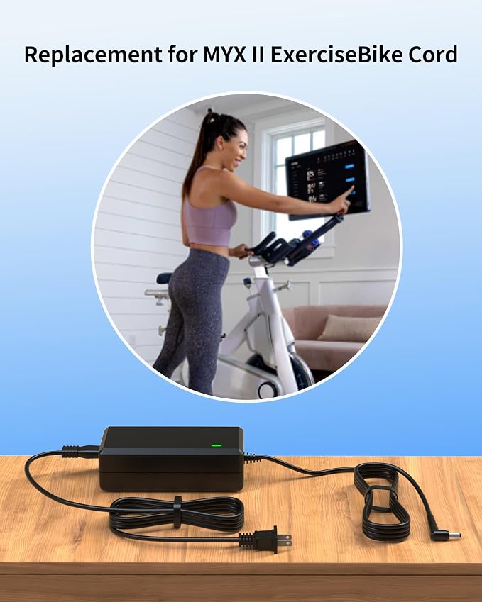VHBW for MYX Fitness Bike Power Cord Compatible with MYX Fitness MYX II and MYX II Plus Cycling Bike MYX215A MYX216A 2AUR9-MYX215A 2AUR9-MYX216A KA1670-1205000Q Charger Cord