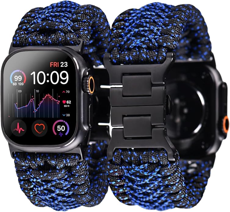Tefeca Titan Series Paracord Band Compatible with Apple Watch Ultra 2/49mm, Series 10/46mm, 9/8/7/45mm, SE2/SE/6/5/4/44mm, and 3/2/1/42mm