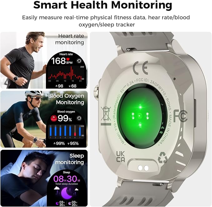 Smart Watch (Answer/Make Call), 1.43" AMOLED-3D Military Smartwatch for Men Women, Flashlight/130+ Sports/60 Days, Heart Rate/Sleep Monitor, IP68 Waterproof Fitness Activity Tracker for Android iOS