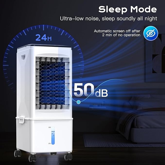 Portable Air Conditioners, [9.5L large Water Tank], 3-in-1 Evaporative Air Cooler for Room, Fast Cooling Portable AC Unit w/7H Timer/Remote, 3 Speeds, Quiet Swamp Cooler for Bedroom Office