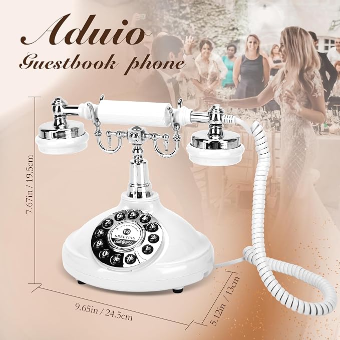 Wedding Phone Guest Book,Audio Guestbook,Vintage Wedding Guestbook Alternative,Polaroid Audio Phone Guest Book for Wedding Baby Shower Retirement Graduation Birthday Party & More! (White)