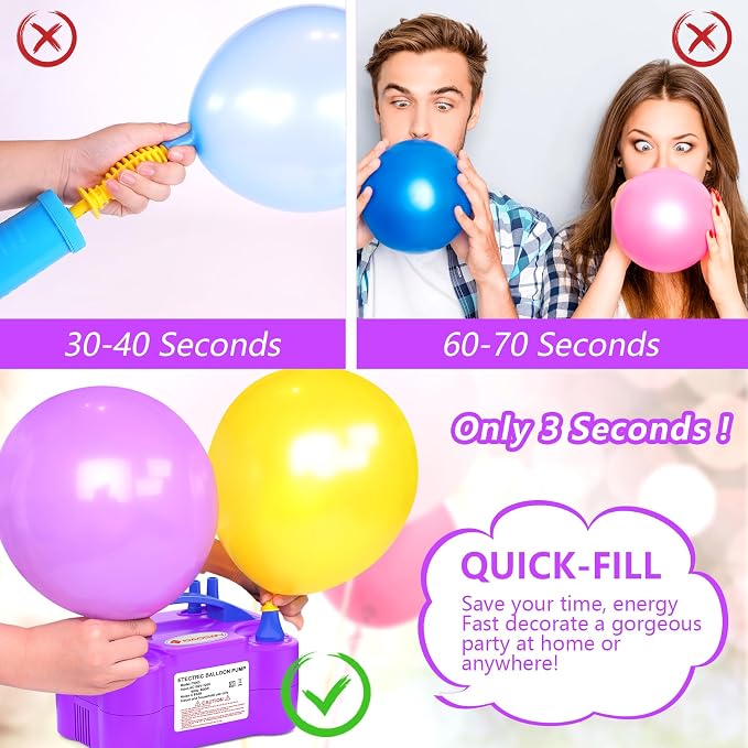 IDAODAN Electric Balloon Pump, Portable Electric Balloon Blower Machine Inflator Air Pump for Party Decorations
