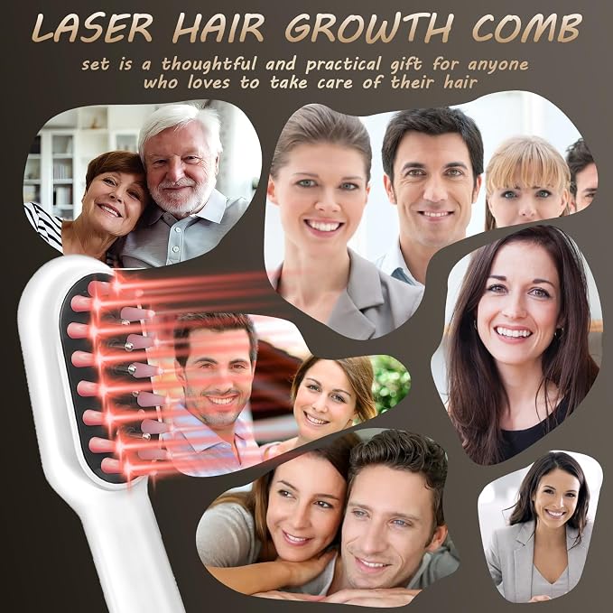 Laser Hair Growth Comb – 650nm Red Light Therapy, Hair Regrowth Device for Men & Women, FDA-Approved Hair Loss Solution, Cordless Head Spa for Fuller-Looking Hair, White