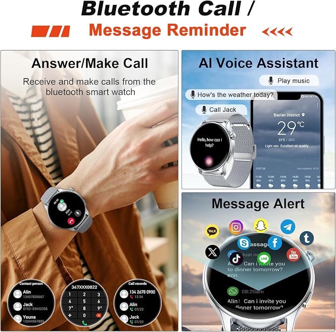 Smart Watch for Men Women Fitness: Make Answer Call Running Digital Mens Watches Waterproof Smartwatch Android Phone iPhone Samsung Compatible Heart Rate Sleep Monitor
