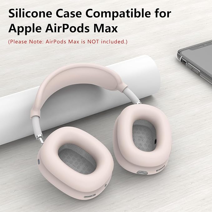 Silicone Case Cover for AirPods Max Headphones,Ear Pad Case Cover/Ear Cups Cover/Headband Cover for AirPods Max 2/1 (2026/2024/2020)(USB-C/Lightning),Silicone Accessories for Apple AirPods Max 2, Nude | Ear Pad Case Cover
