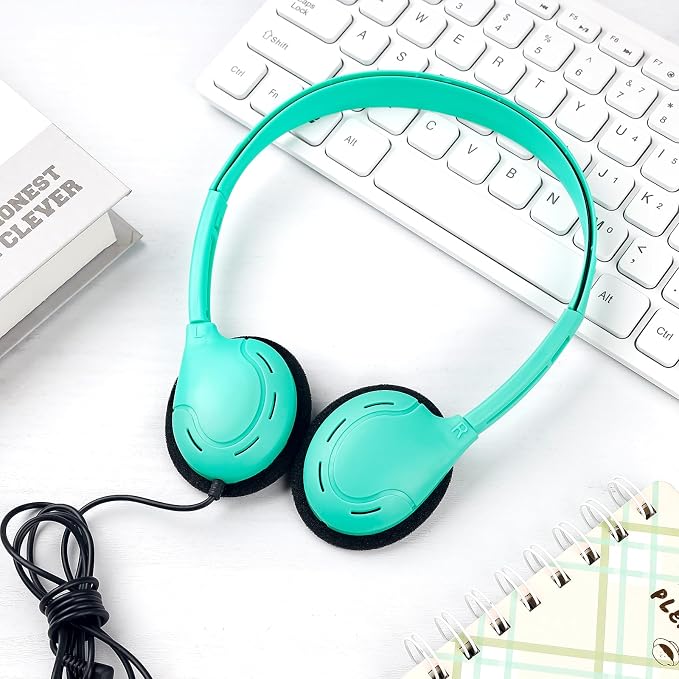 Headphones Bulk for School Classroom 100 Pack On Ear Classroom Headphones for Student,Group Learning, Computer Lab, Library, Online Lesson and Testing 3.5mm Jack (10 Mixed Colors)