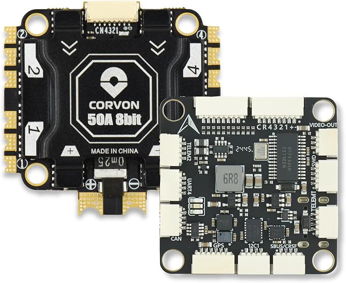 H743 Flight Controller with 50A 8 bit ESC 30x30 Stack: Supports 2-6S LiPo, Dual IMU, Compass, Barometer, Compatible with Betaflight, INAV, PX4, Ardupilot for FPV & Racing Drones