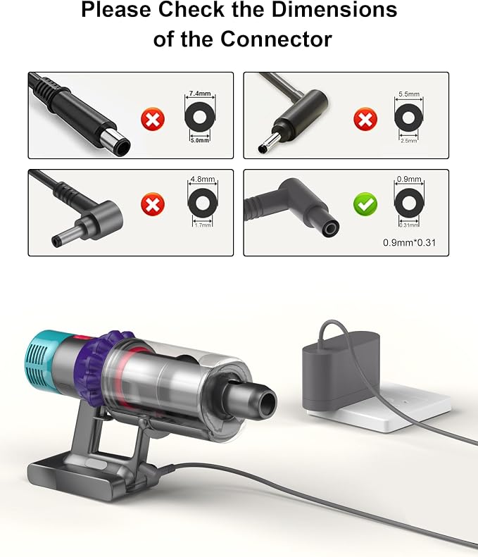 VHBW Charger for Dyson Gen5 Detect & Gen5 Outsize ONLY - NOT Compatible with V15, V12, V11, V10, V8, V7, V6 Series