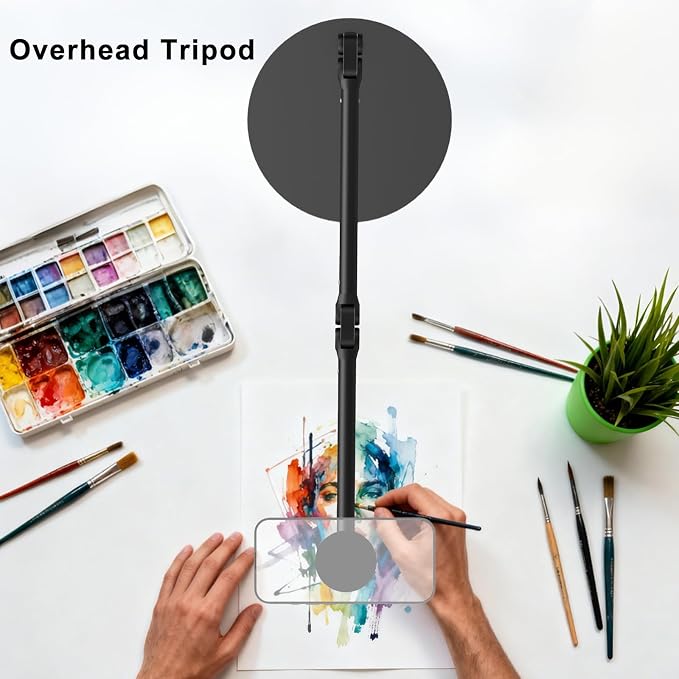 Magnetic Overhead Phone Mount for Desk, MagSafe-Compatible 17 in Long Arm iPhone Holder, 360° Swivel Stand for Video Recording, Filming, Live Streaming, Cooking, and DIY Crafts